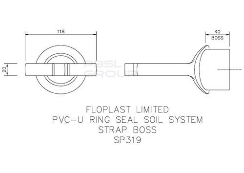 FloPlast Solvent Weld Soil Strap Boss - 110mm Black