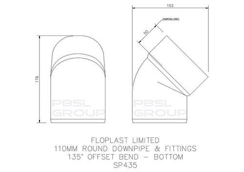 FloPlast Solvent Weld Offset Bend Bottom - 110mm Grey