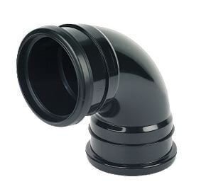 FloPlast Ring Seal Soil Bend Double Socket - 92.5 Degree x 110mm Black