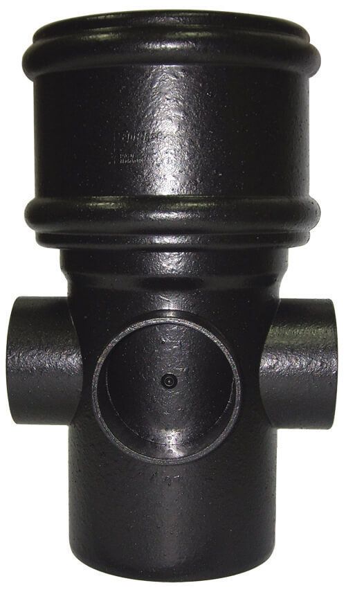 FloPlast Ring Seal Soil Boss Pipe Single Socket - 110mm Cast Iron Effect