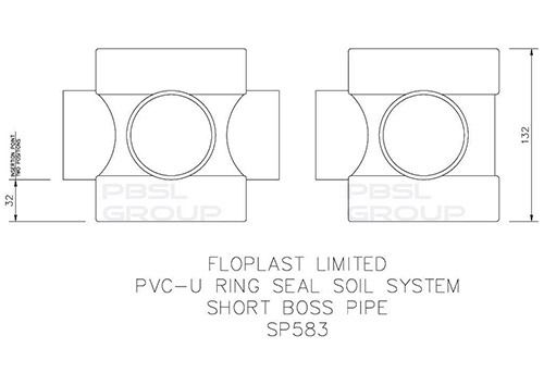 FloPlast Solvent Weld Soil Short Boss Pipe - 110mm Black