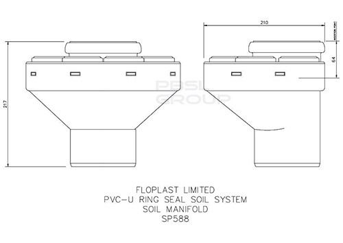 FloPlast Ring Seal Soil Manifold - 110mm Grey