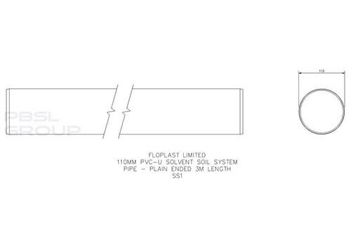 FloPlast Solvent Weld Soil Pipe - 110mm x 3mtr Olive Grey