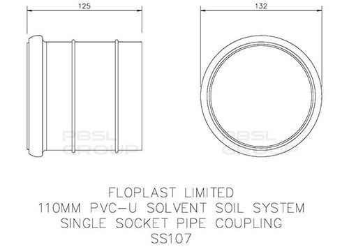 FloPlast Solvent Weld Soil Coupling Single Socket - 110mm Black