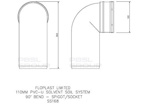 FloPlast Solvent Weld Soil Bend Swivel - 90 Degree x 110mm Black