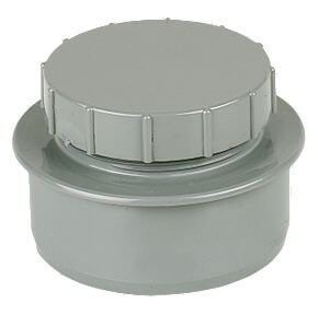 FloPlast Solvent Weld Soil Screwed Access Cap - 110mm Olive Grey