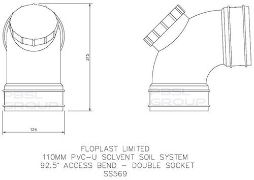 FloPlast Solvent Weld Soil Access Bend - 92.5 Degree x 110mm Olive Grey