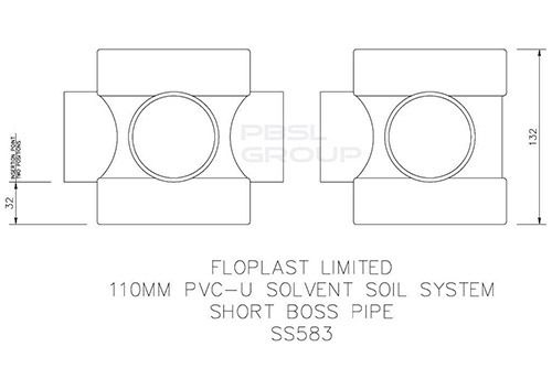 FloPlast Solvent Weld Soil Short Boss Pipe - 110mm Olive Grey
