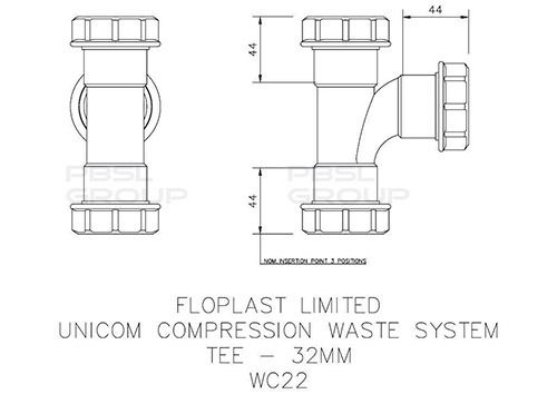 FloPlast Multi Fit Compression Waste Tee - 32mm