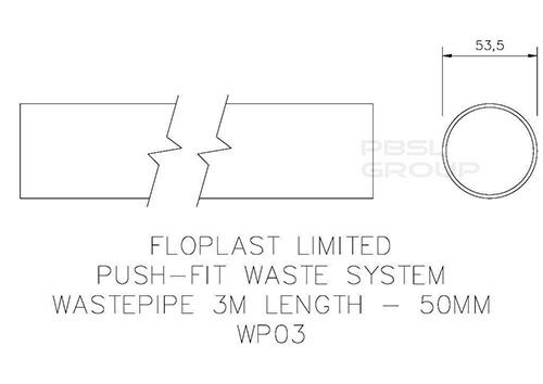 Push Fit Waste Pipe - 50mm x 3mtr Grey