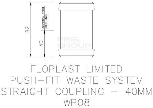 FloPlast Push Fit Waste Coupling - 40mm Grey