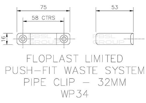 Push Fit Waste Pipe Clip - 32mm Black