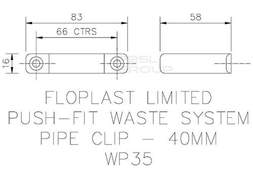 FloPlast Push Fit Waste Pipe Clip - 40mm Black