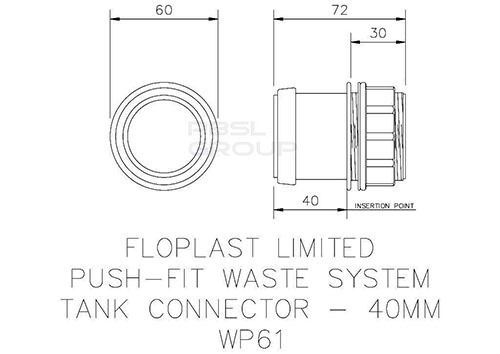 FloPlast Push Fit Waste Tank Connector - 40mm Black