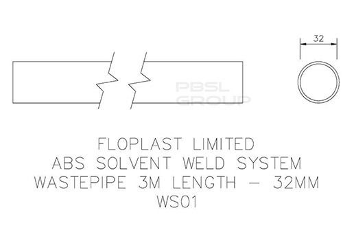 FloPlast Solvent Weld Waste Pipe - 32mm (I.D.) x 3mtr Black