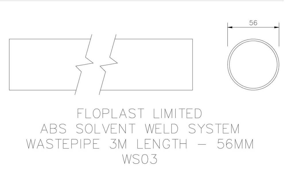 FloPlast Solvent Weld Waste Pipe 50mm (I.D.) x 3mtr Black
