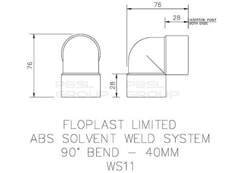 FloPlast Solvent Weld Waste Bend Knuckle - 90 Degree x 40mm Black