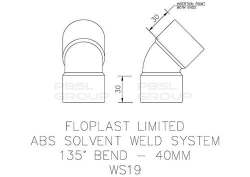 FloPlast Solvent Weld Waste Bend - 135 Degree x 40mm Black