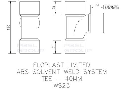 FloPlast Solvent Weld Waste Tee - 40mm White