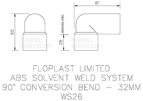 FloPlast Solvent Weld Waste Bend Swivel Male and Female - 90 Degree x 32mm Grey