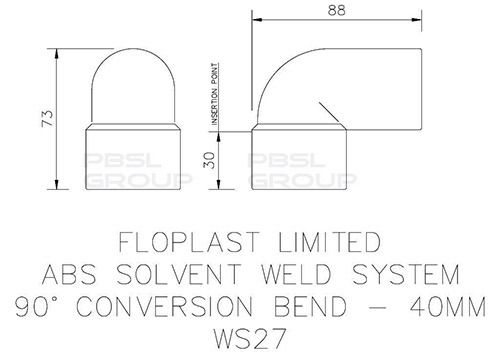 FloPlast Solvent Weld Waste Bend Swivel Male and Female - 90 Degree x 40mm Black