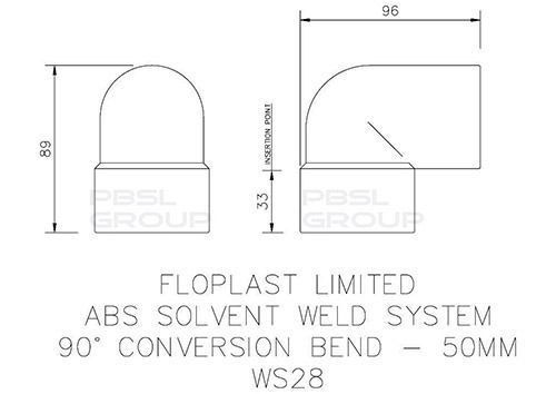FloPlast Solvent Weld Waste Swivel / Conversion Bend - 92.5 Degree x 50mm White