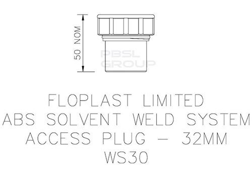 FloPlast Solvent Weld Waste Access Plug - 32mm White