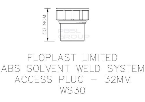 FloPlast Solvent Weld Waste Access Plug - 32mm Black