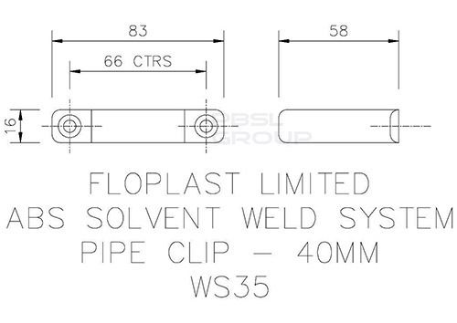 FloPlast Solvent Weld Waste Pipe Clip - 40mm White