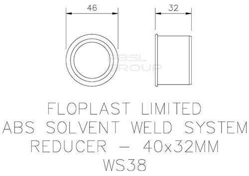 FloPlast Solvent Weld Waste Reducer - 40mm x 32mm Grey