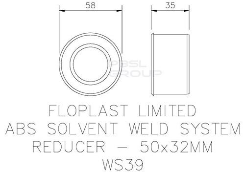 FloPlast Solvent Weld Waste Reducer - 50mm x 32mm Black