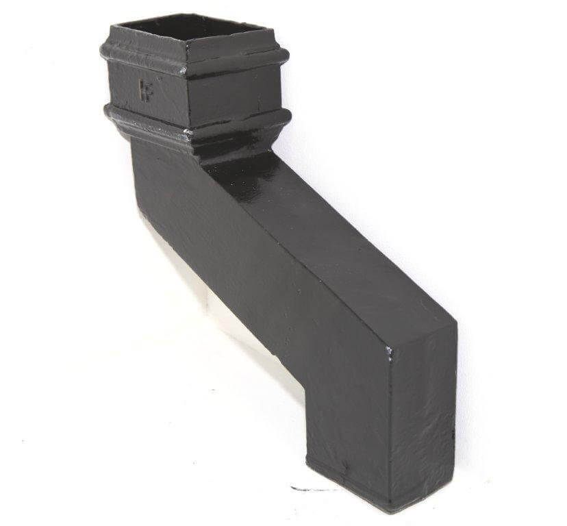Cast Iron Square Downpipe Offset - 75mm Projection 100mm Black