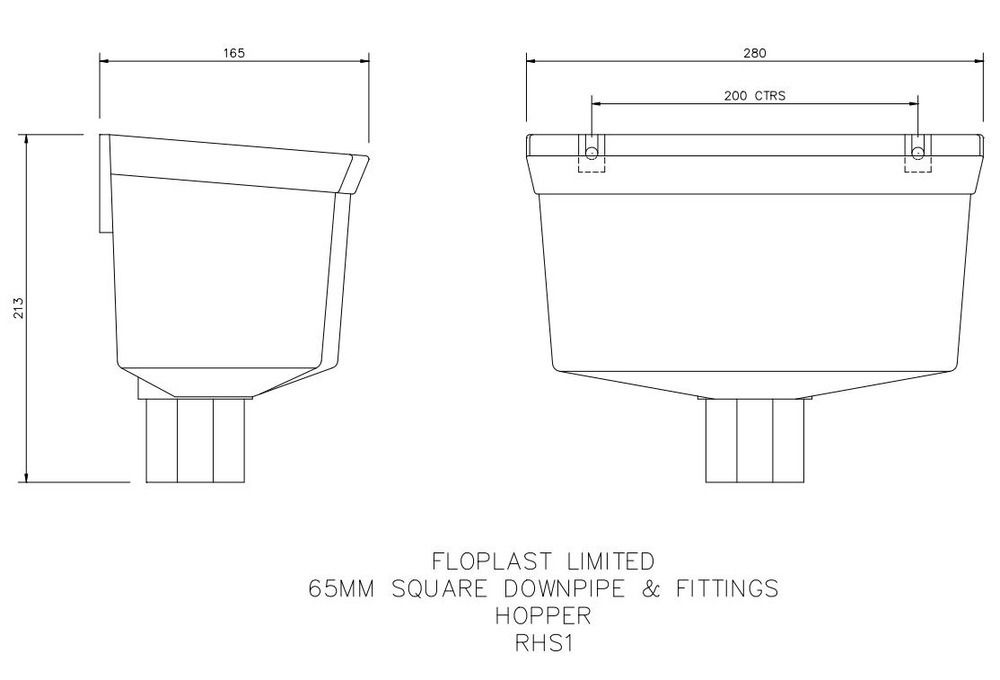 FloPlast Downpipe Universal Round/ Square Hopper - Anthracite Grey