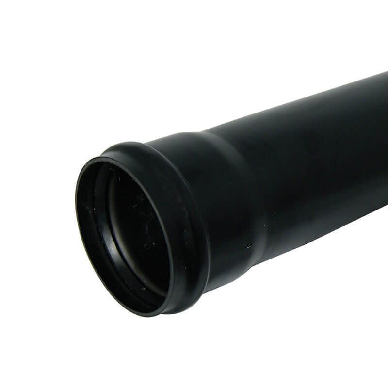 FloPlast Ring Seal Soil Pipe Single Socket - 110mm x 1mtr Black