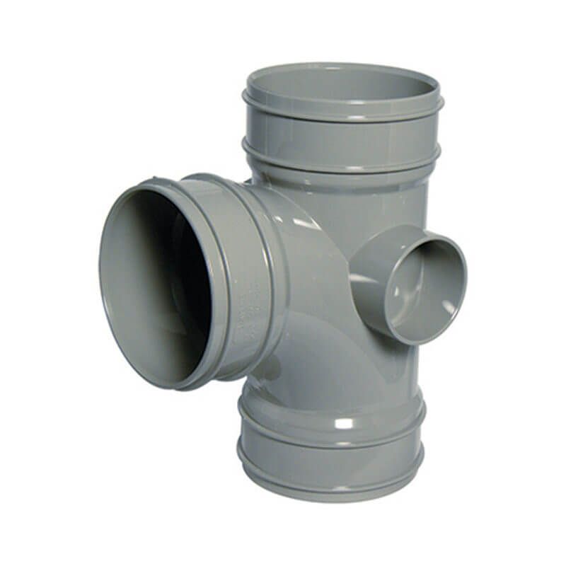 FloPlast Solvent Weld Soil Branch Socket - 92.5 Degree x 110mm Olive Grey