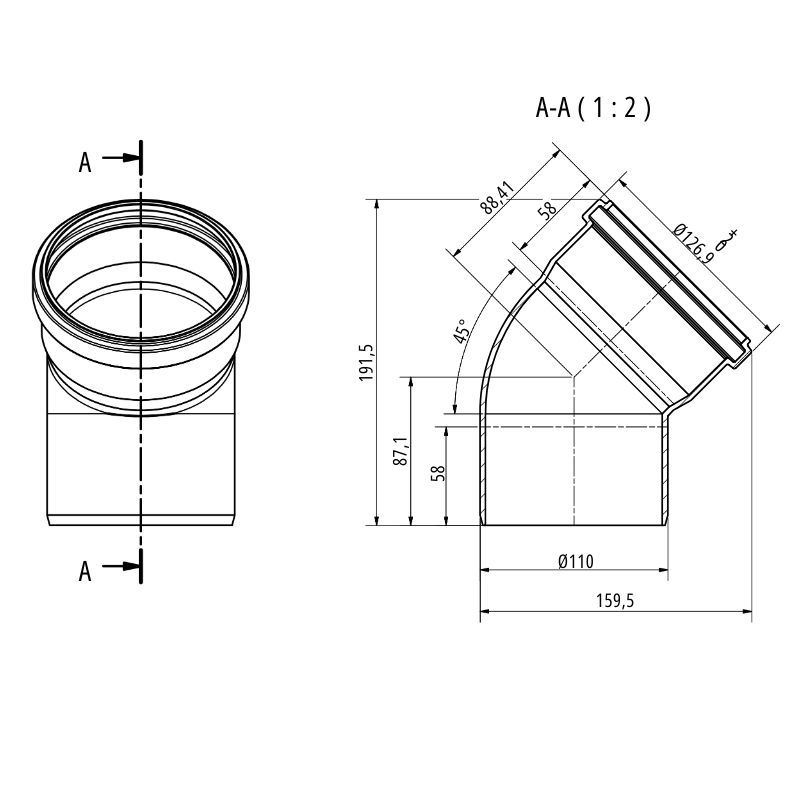 Drainage Bend Single Socket - 45 Degree x 110mm - Pack of 30