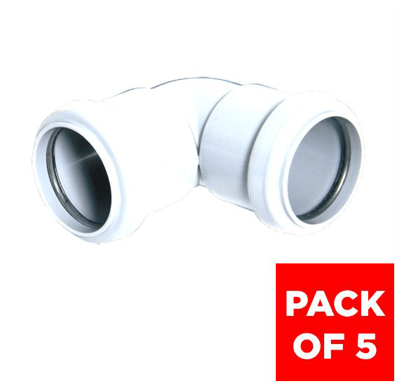 FloPlast Push Fit Waste Bend Knuckle - 90 Degree x 32mm White - Pack of 5