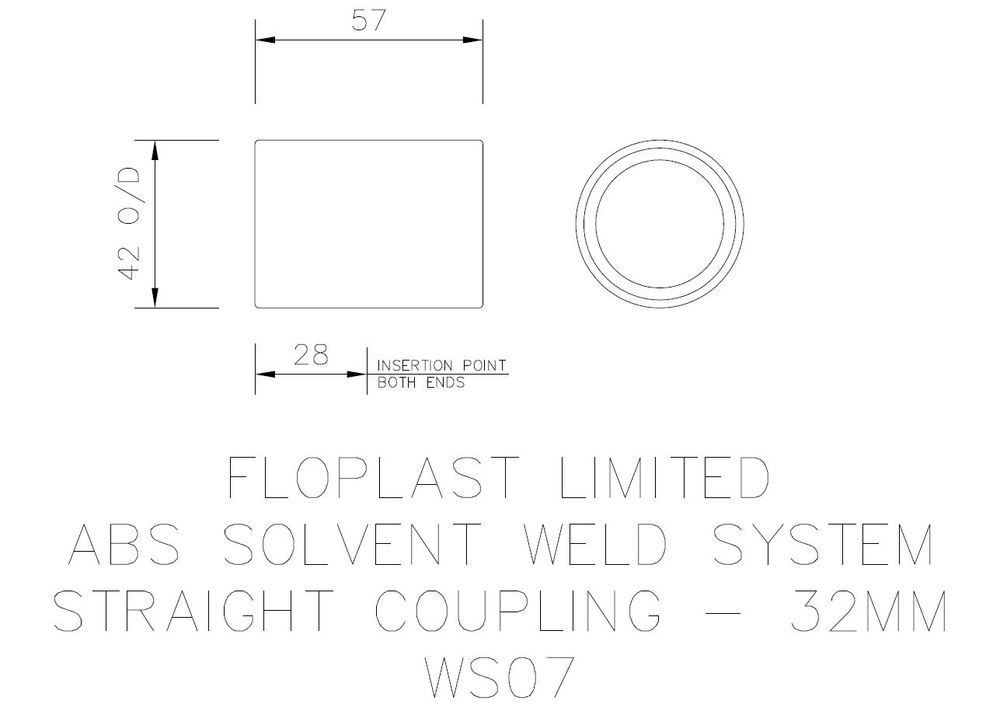 FloPlast Solvent Weld Waste Coupling - 32mm White - Pack of 25
