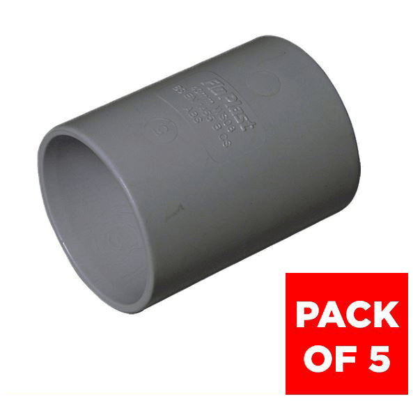 FloPlast Solvent Weld Waste Coupling - 40mm Grey - Pack of 5