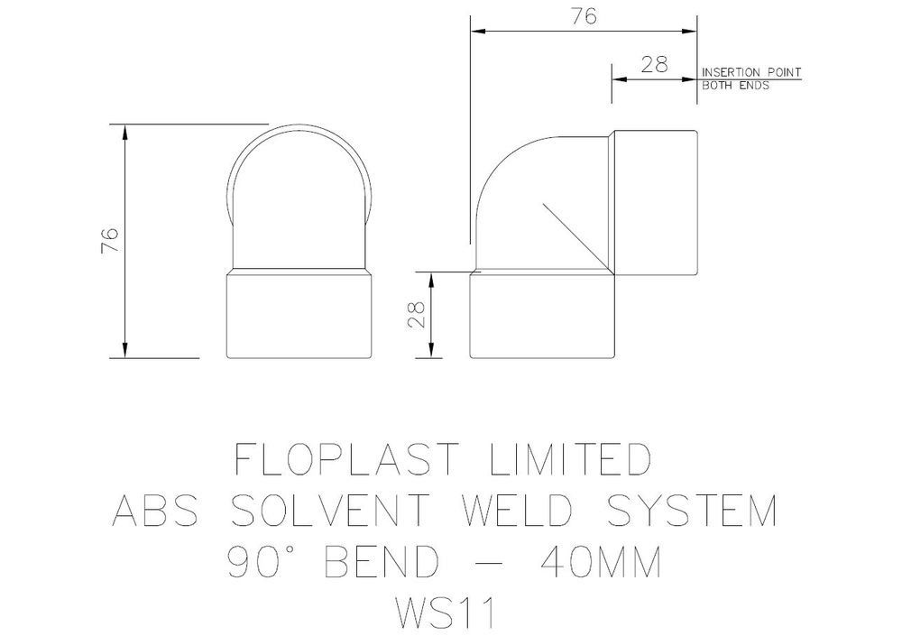 FloPlast Solvent Weld Waste Bend Knuckle - 90 Degree x 40mm White - Pack of 5