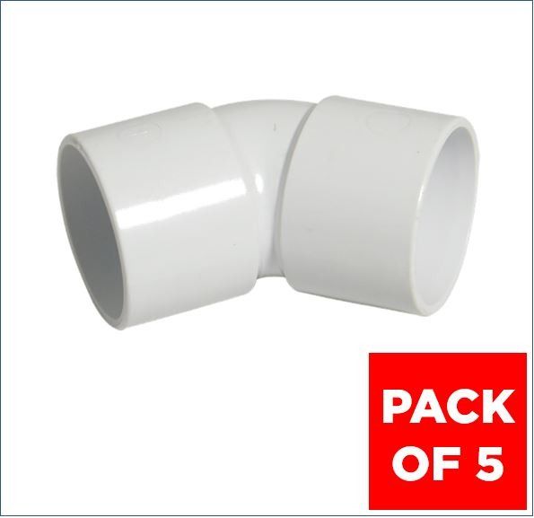 FloPlast Solvent Weld Waste Bend - 135 Degree x 32mm White - Pack of 5