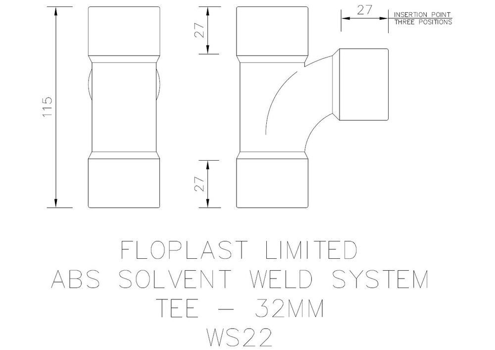FloPlast Solvent Weld Waste Tee - 32mm White - Pack of 5