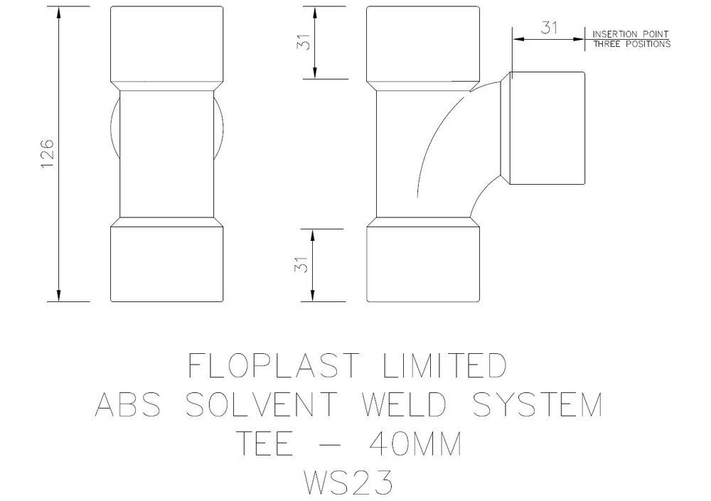 FloPlast Solvent Weld Waste Tee - 40mm Grey - Pack of 5
