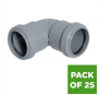 FloPlast Push Fit Waste Bend Knuckle - 90 Degree x 32mm Grey - Pack of 25