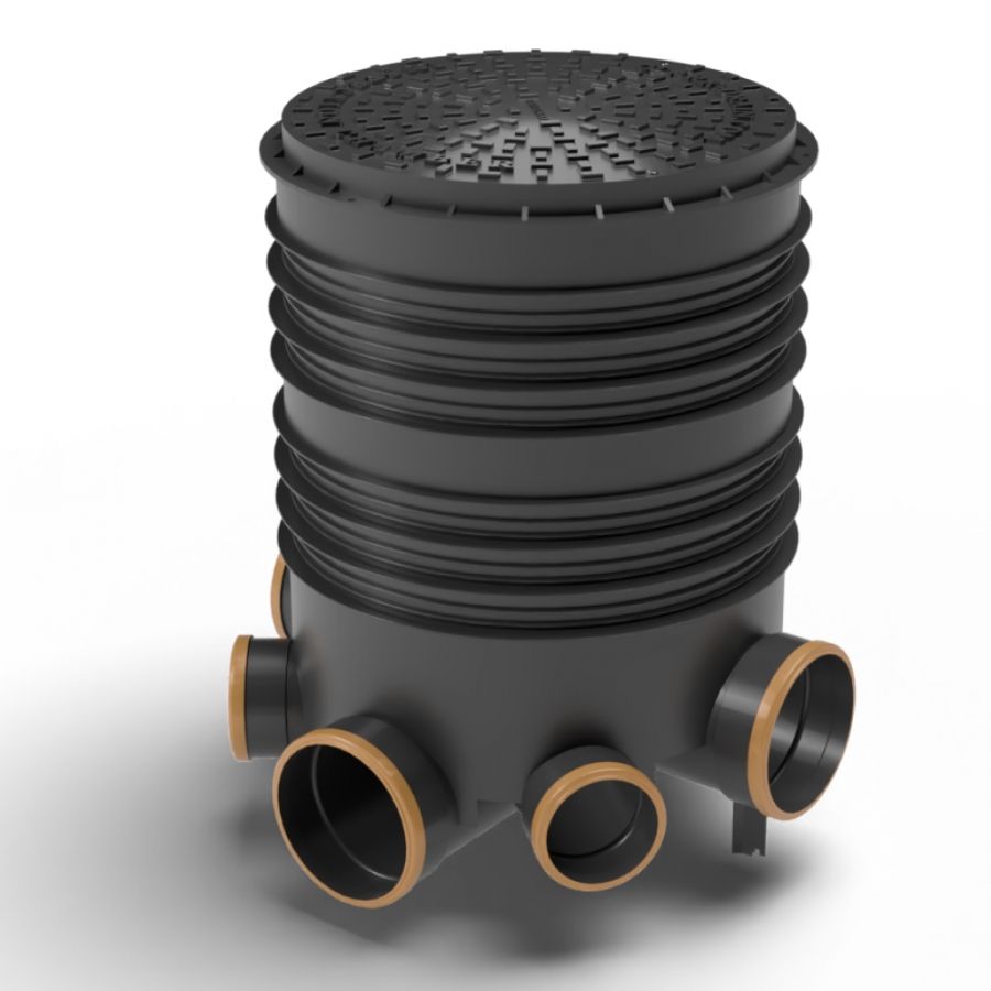 FloPlast Inspection Chamber Set with Polypropylene Cover - 450mm Diameter For 160mm Drainage