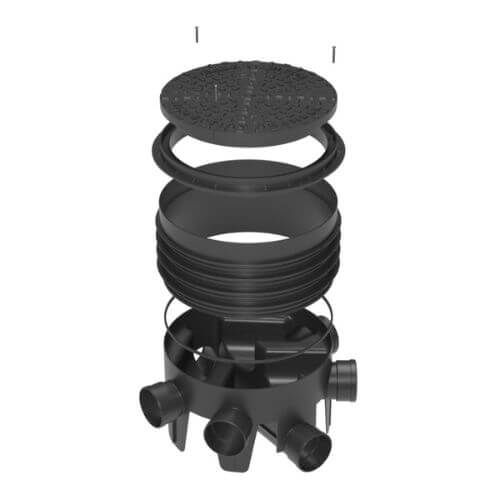 FloPlast Inspection Chamber Set with Polypropylene Cover & Single Riser - 450mm Diameter For 110mm Drainage
