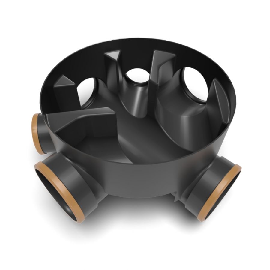 FloPlast Inspection Chamber Base with 160mm Inlets and Outlets - 450mm Diameter