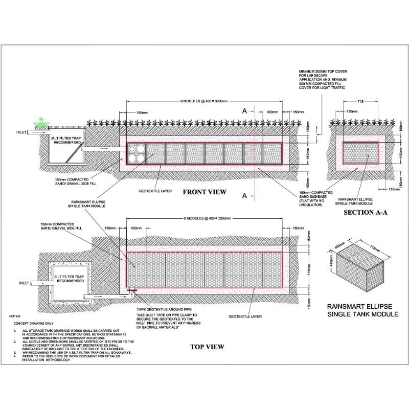 Rainsmart 24 Tonne Shallow Inspection Channel Soakaway Crate Flat-Packed - 0.12 Cubic Metres