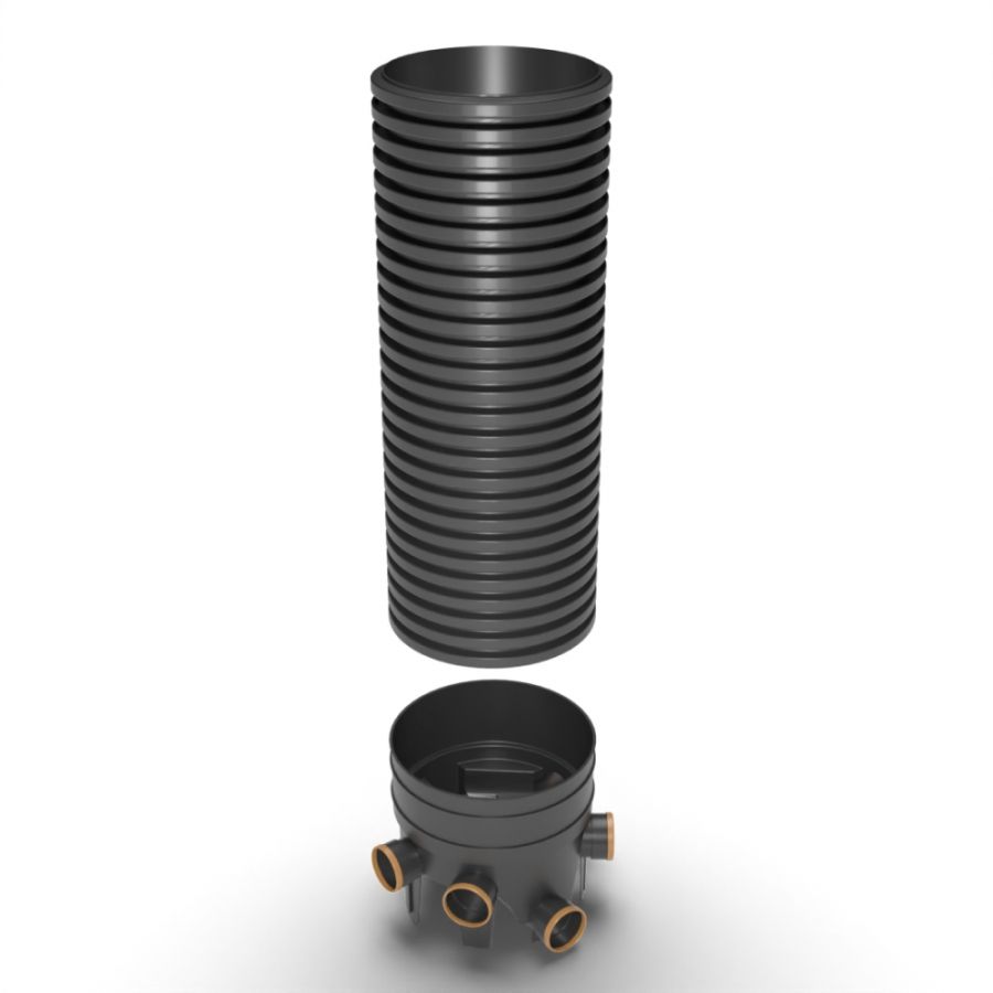 Inspection Chamber Set - 450mm Diameter x 1940mm Depth with 110mm Channel & 110mm Inlets