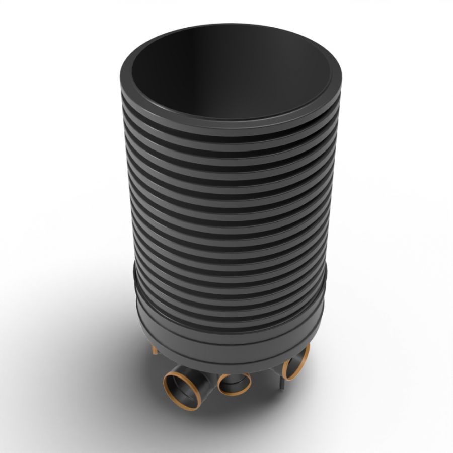 Inspection Chamber Set - 600mm Diameter x 1440mm Depth with 160mm Channel & 110mm Inlets